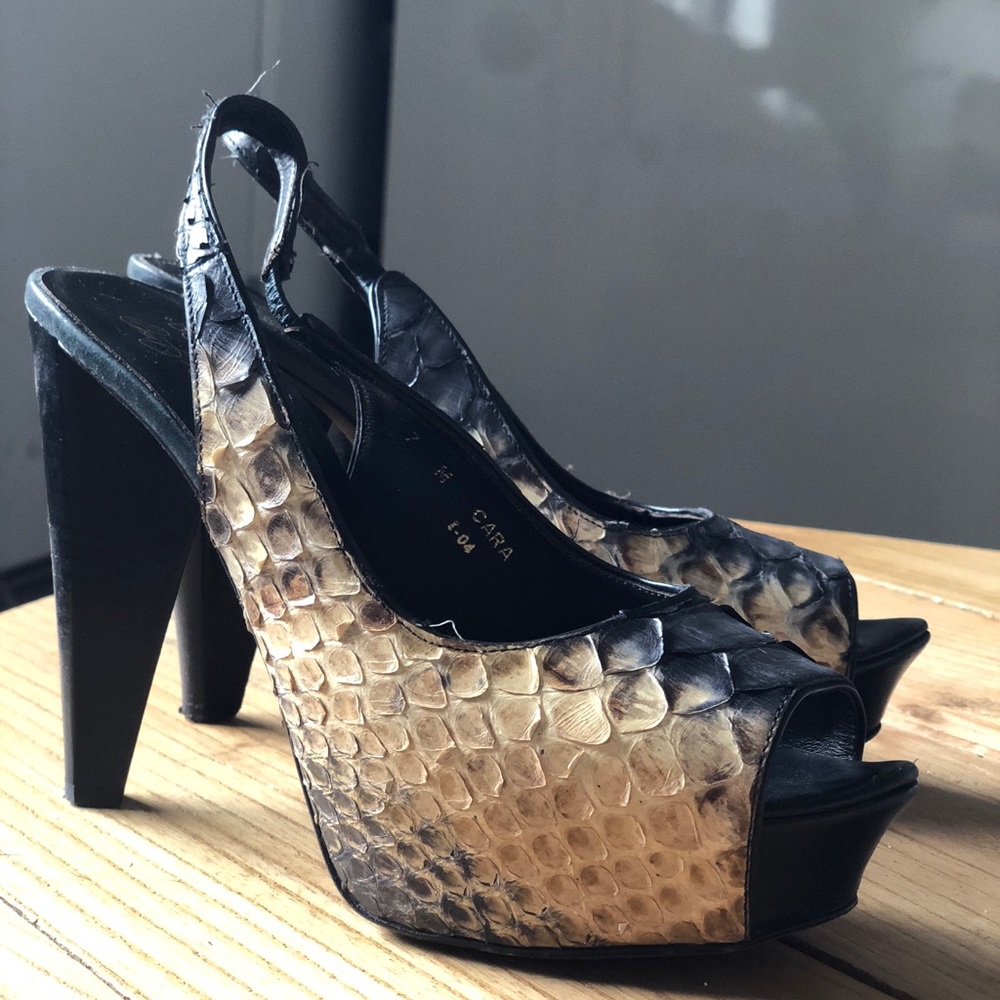 Authentic python Slingback platform heels